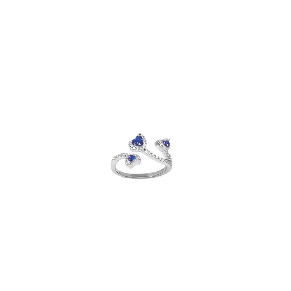 anello fantasia in argento 925 con zirconi a cuore blu misura regolabile
 EDOM