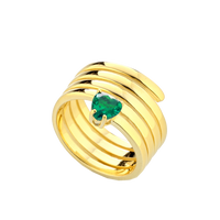 Snake Ring With Heart Zircon Green Color