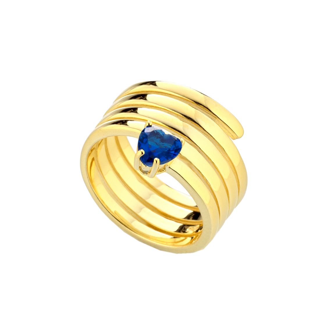 Snake Ring With Heart Zircon Blue Color