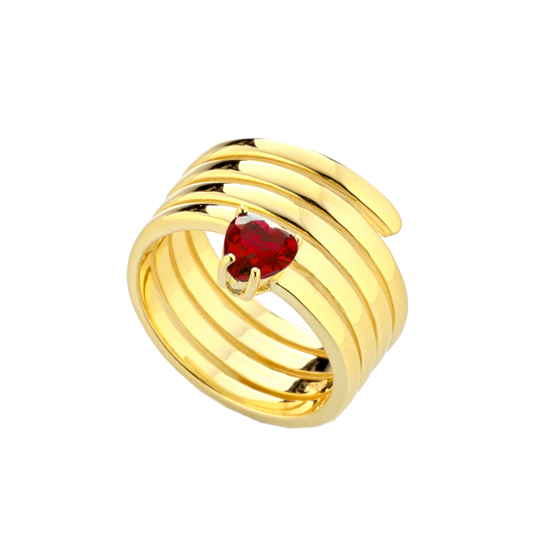 Snake Ring With Red Heart Zircon