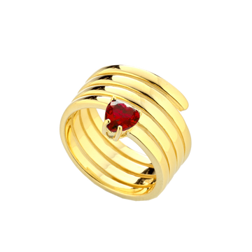 Snake Ring With Red Heart Zircon
