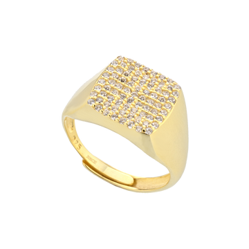 Chevalier Square Ring With Cubic Zirconia Pavé