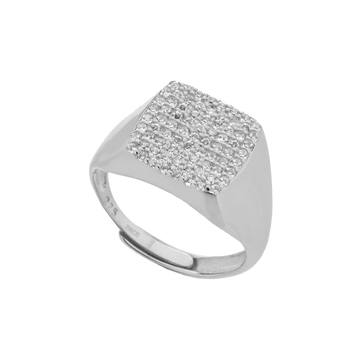 Chevalier Square Ring With Cubic Zirconia Pavé