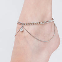 Anklet With Double Chain And Zircon Light Point
