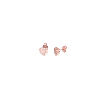 orecchino cuore perno e farfalla con zirconi in argento 925 rosato EDOM