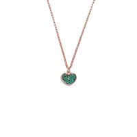 pendente cuore in argento 925 rosato con pavé di zirconi verdi
lunghezza collana cm 44 con allungo cm 49 EDOM