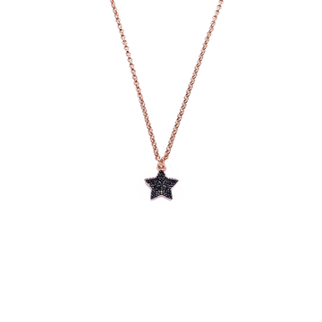 pendente stella in argento 925 rosato con pavé di zirconi neri
lunghezza collana cm44 con allungo cm49 EDOM