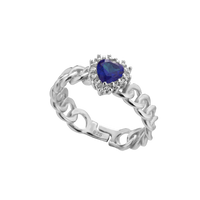Fancy Ring With Blue Heart-shaped Zircon And Round Of White Zircons