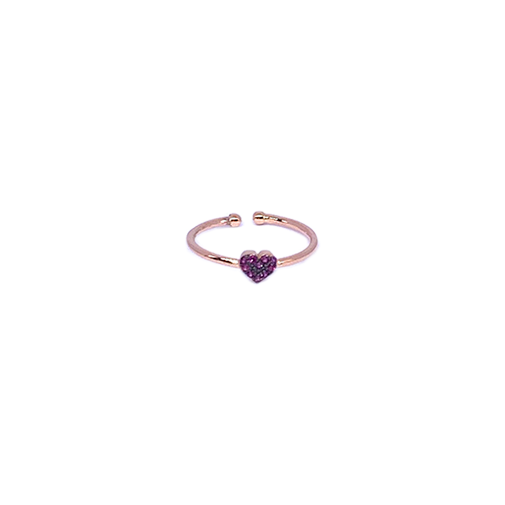 anello cuoricino con zirconi pavè rossi regolabile in argento 925 rosato

 EDOM