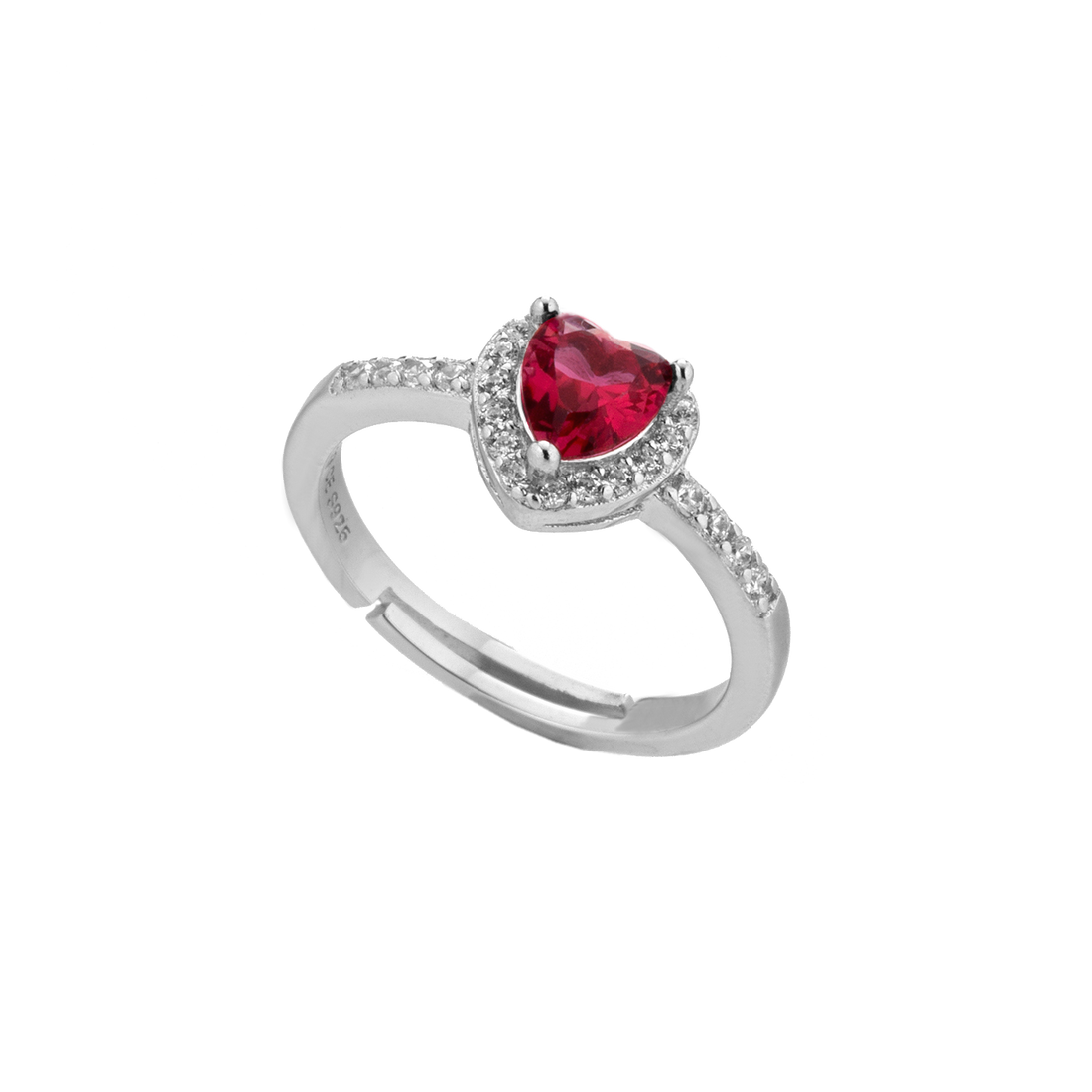 Ring With Central Red Heart Zircon
