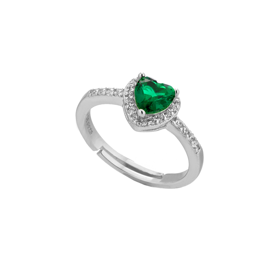 Ring With Central Green Heart Zircon
