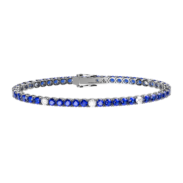 Tennis Bracelet With Blue And White Zircons Cm. 18