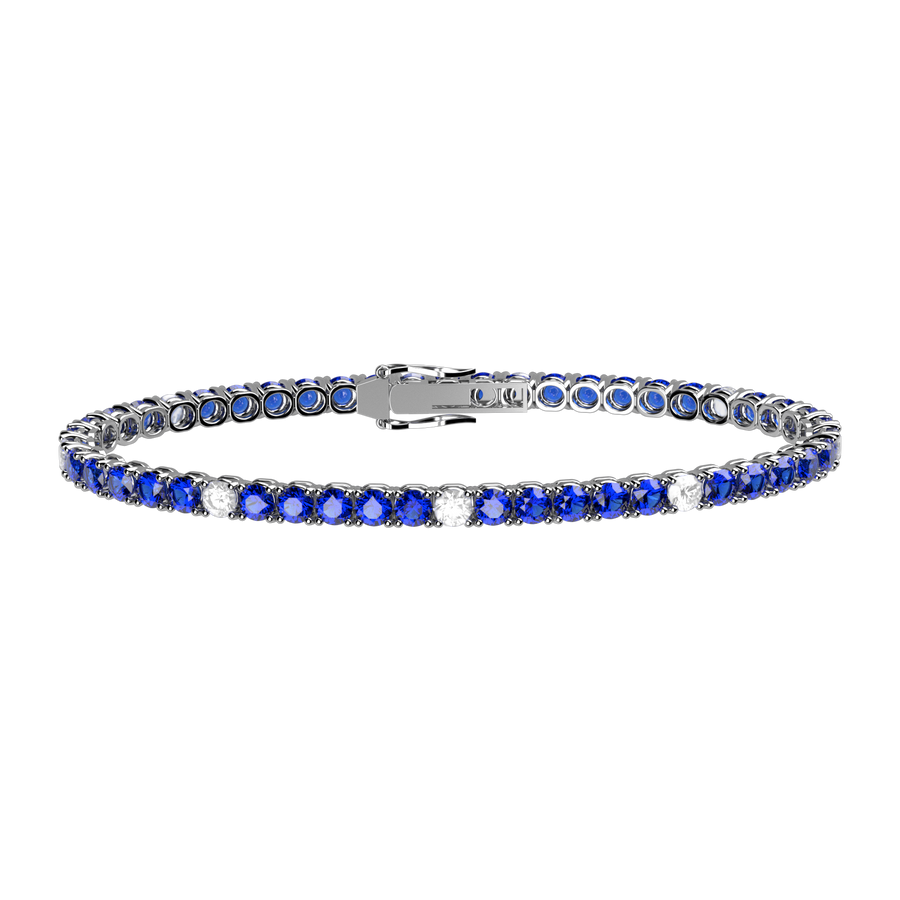 Tennis Bracelet With Blue And White Zircons Cm. 18