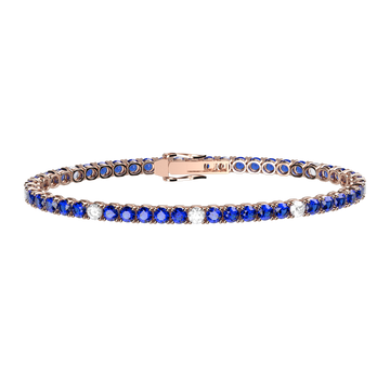 Rosy Tennis Bracelet With Blue And White Zircons Cm. 18