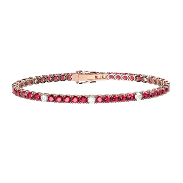 Rosy Tennis Bracelet With Red And White Zircons Cm. 18