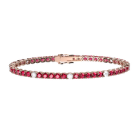 Rosy Tennis Bracelet With Red And White Zircons Cm. 18