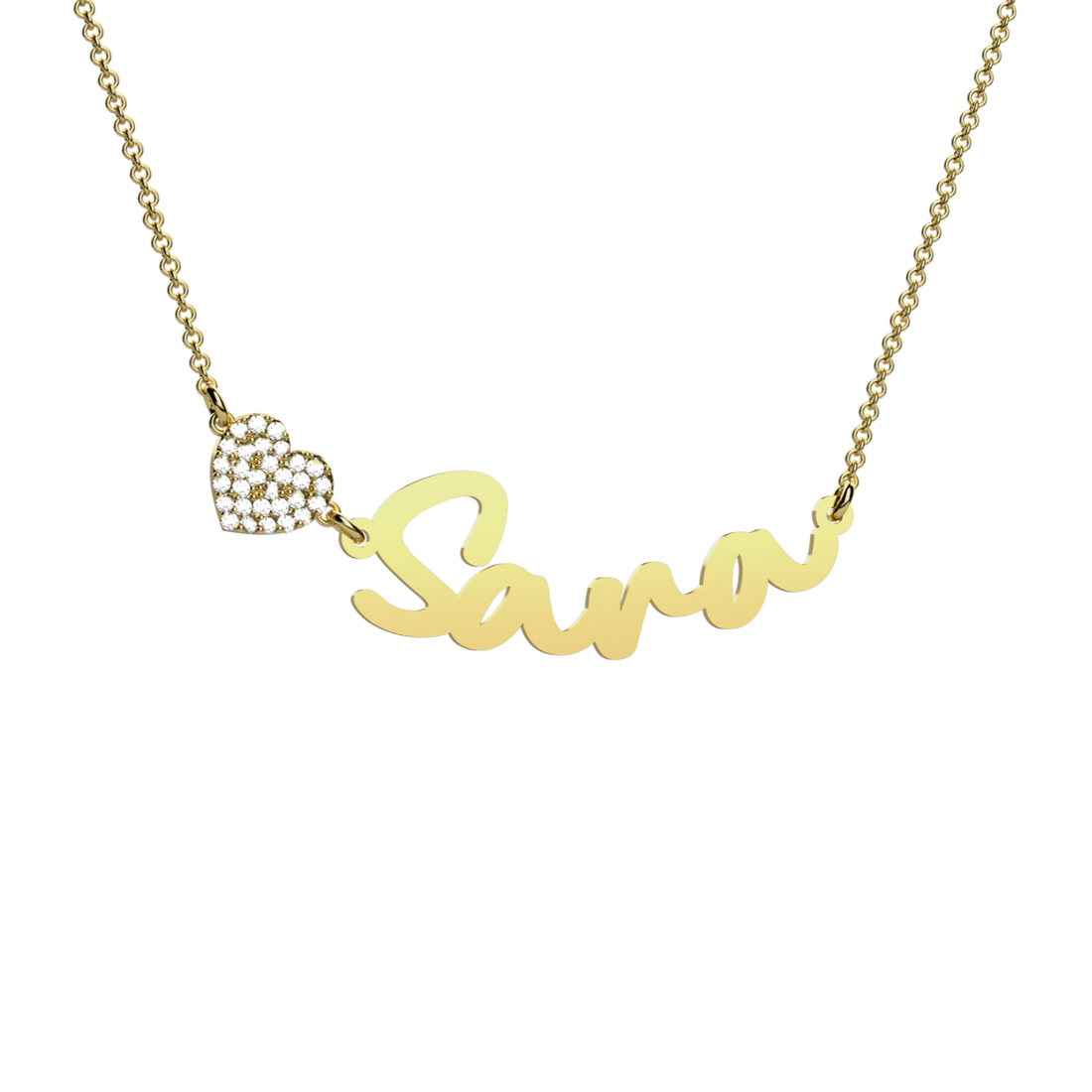 Girocollo con nome personalizzabile e cuore in zirconi pavè in argento 925 dorato

Lunghezza 44 cm con allungo 48 cm