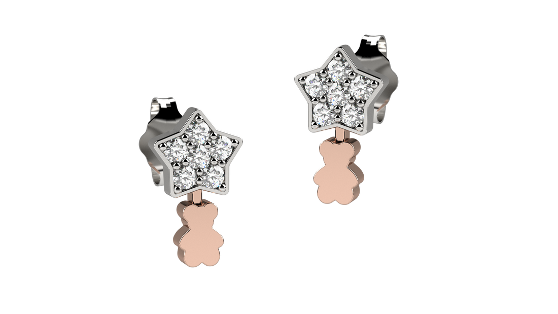 925 Silver Earrings - Star With Glitter