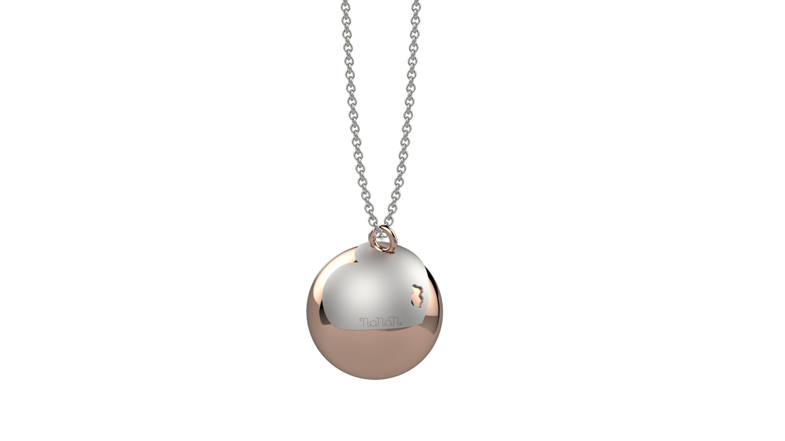 Pendente Ag 925 Con Sfera In Metallo & Cuore Argento