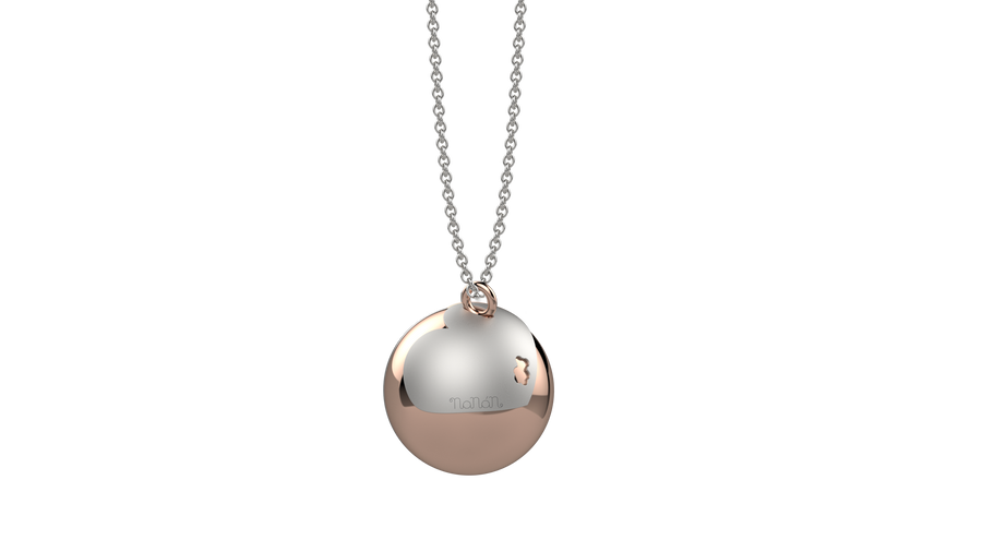 Pendente Ag 925 Con Sfera In Metallo & Cuore Argento