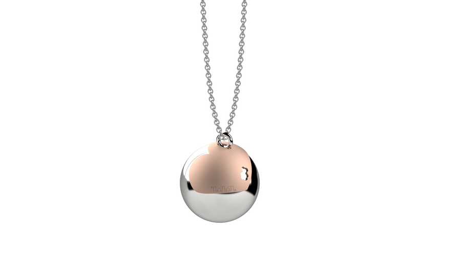 Pendente Ag 925 Con Sfera In Metallo & Cuore Rosa