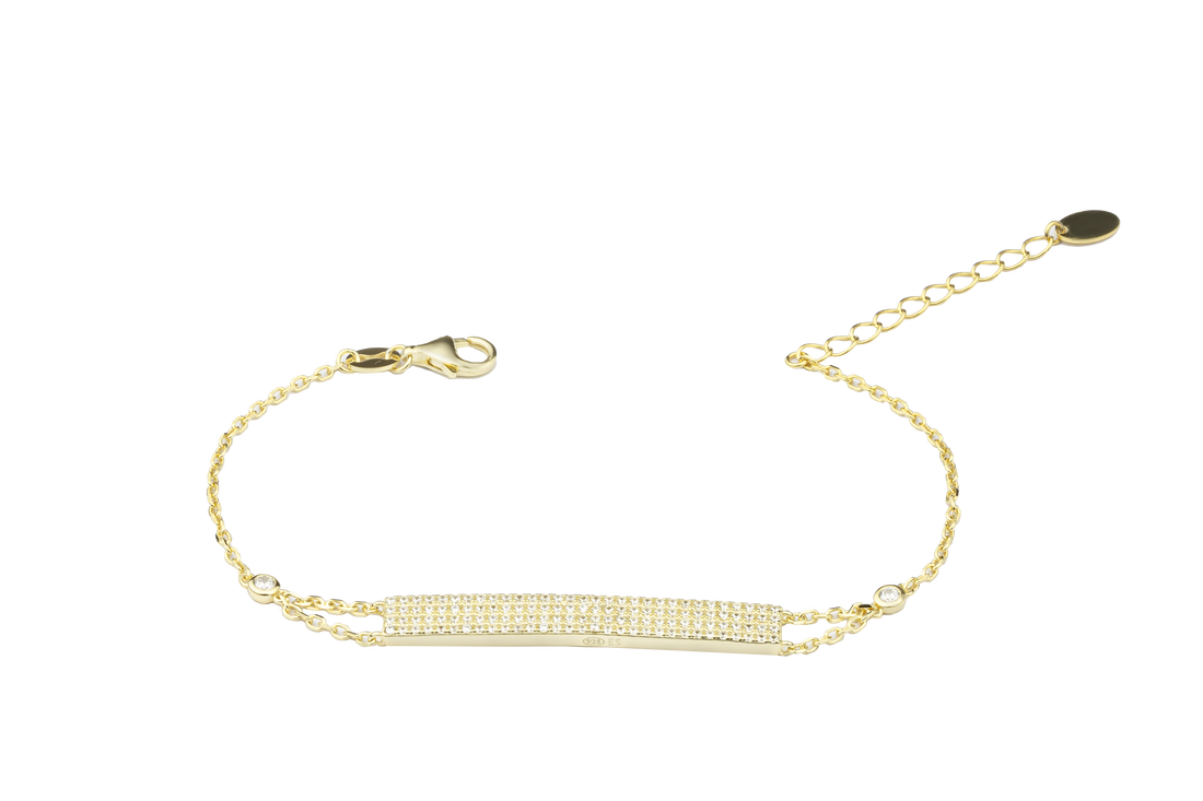 Nameplate Bracelet With Cubic Zirconia Pavé