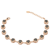 Bracelet With Black Stones And Pinkish Zircons