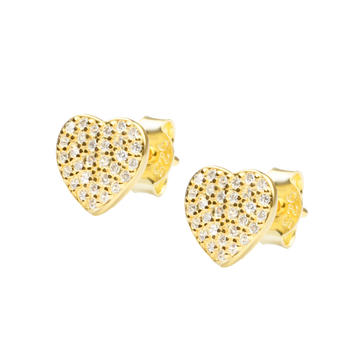 Stud And Butterfly Heart Earring With Zircons